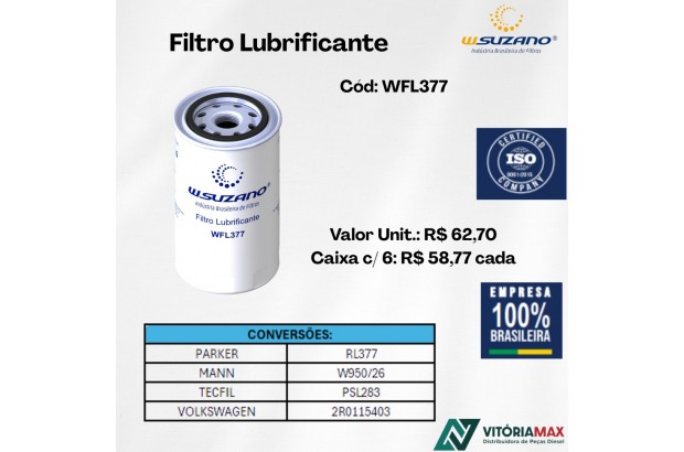 Filtro Lubrificante Vw, Iveco, Ford, Case, New Holland