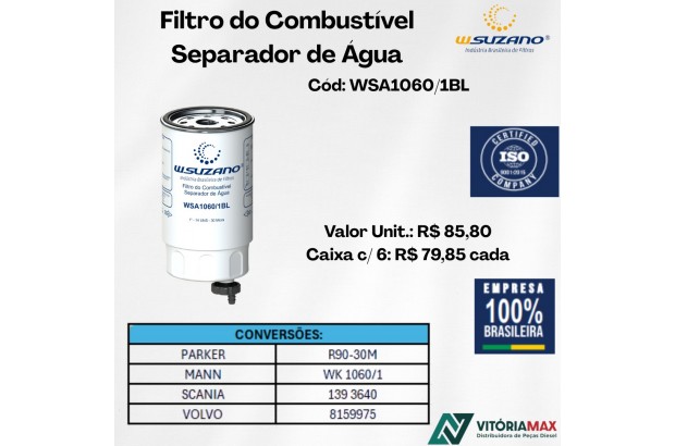 Filtro De Combustível Separador De Água Blindado VOLVO/SCANIA 