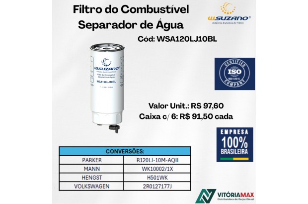 Filtro De Combustível Separador De Água Caminhões Volkswagen Man Truck